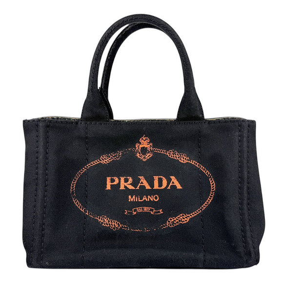 Prada Black Canapa Bag Canvas Tote - Picture 1 of 5